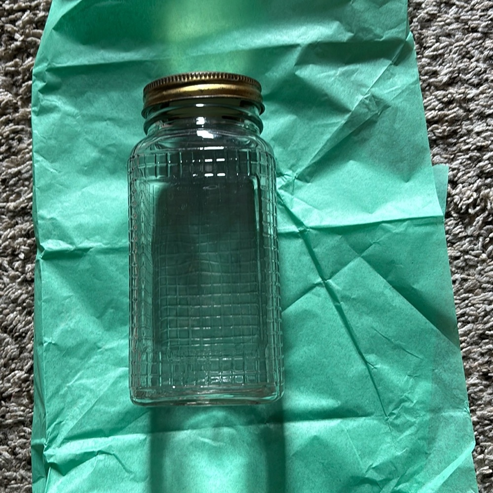 Vintage Square Shaped Glass Canning Jar w/Waffle Grid Pattern, 1 Quart